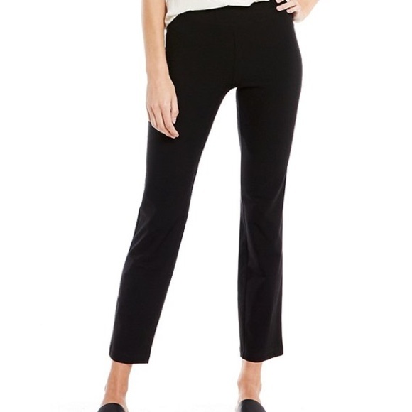 Eileen Fisher Stretch Crepe Pant Slim Fit Ankle Washable Medium Black Stretch - Picture 1 of 10